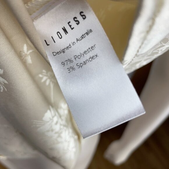 LIONESS Versailles Silk like Openback Gold Floral Brocard Mini Dress sz M - Picture 3 of 8